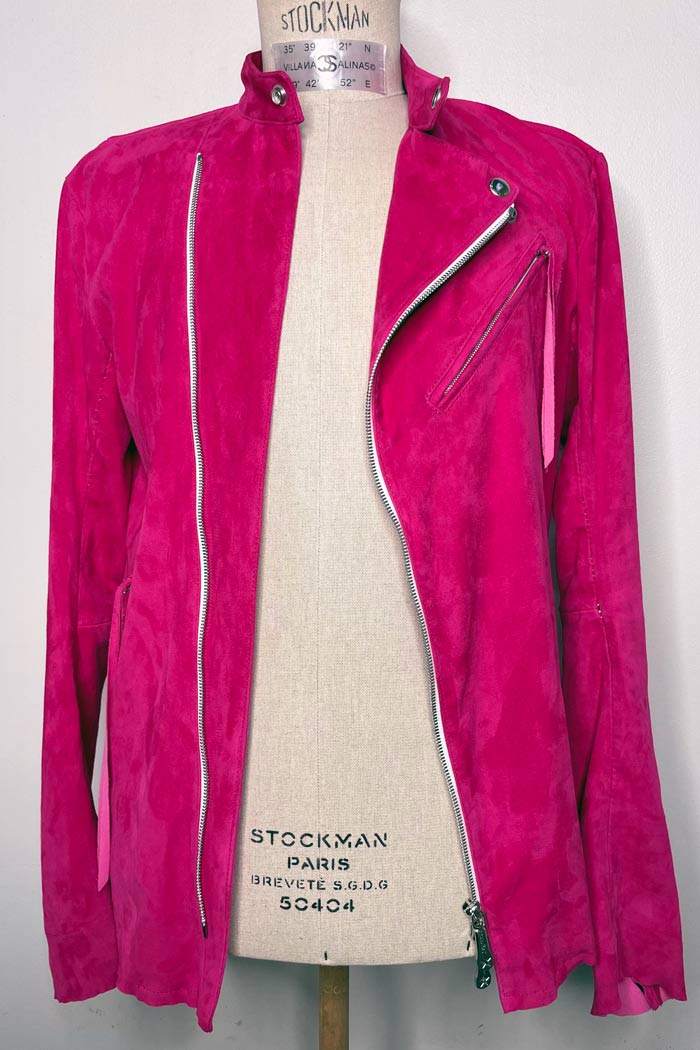 ML2936 Super Stretch Lamb Suede Leather ASM RIDERS JKT #25 FUCHSIA