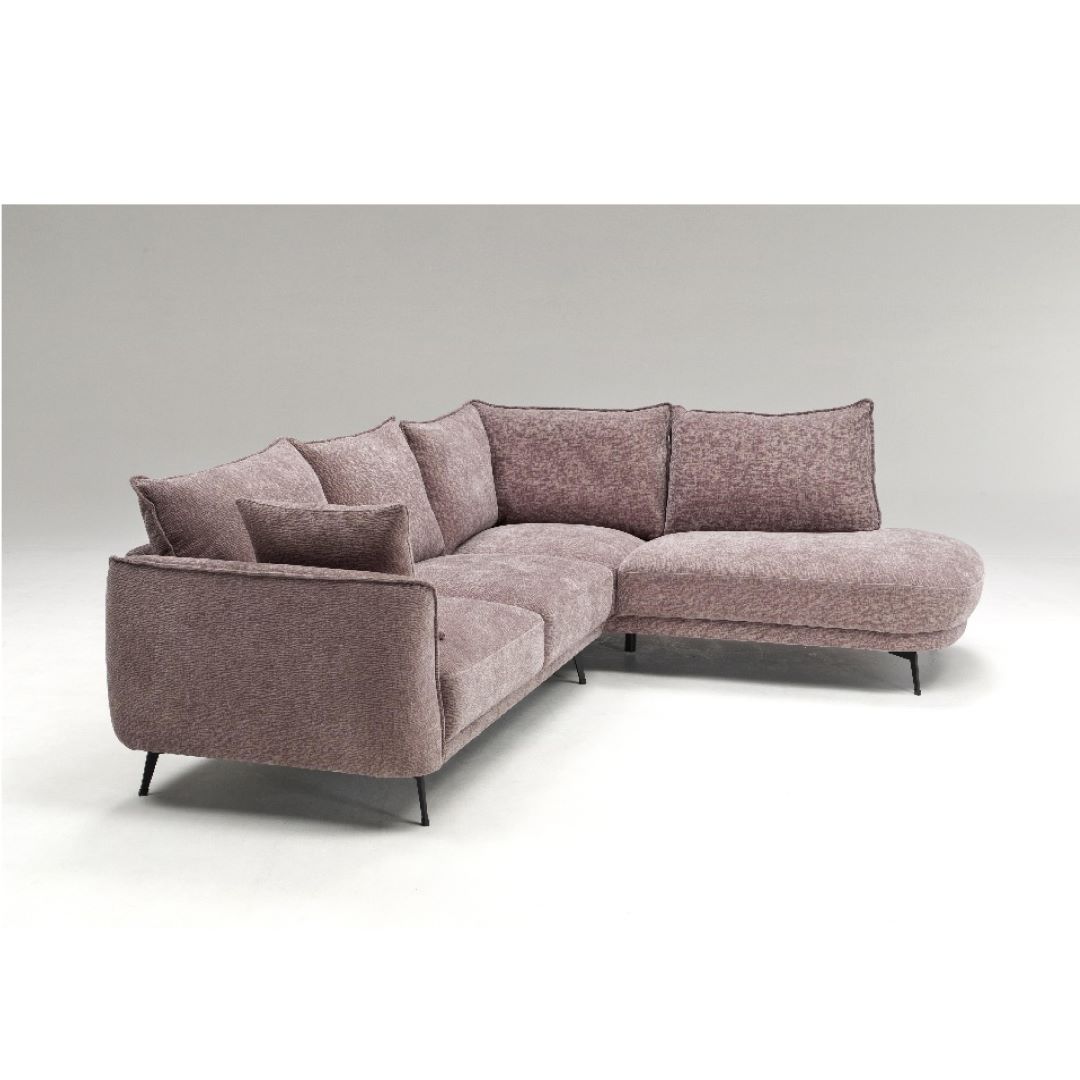 カウチソファ セレブ グレー・ライトブラウンファブリック 幅248cm