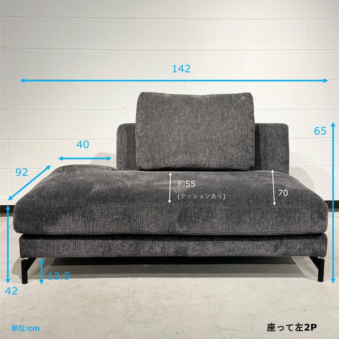 2人掛けソファ FLORENCE(フローレンス) グレー・ブラックファブリック
