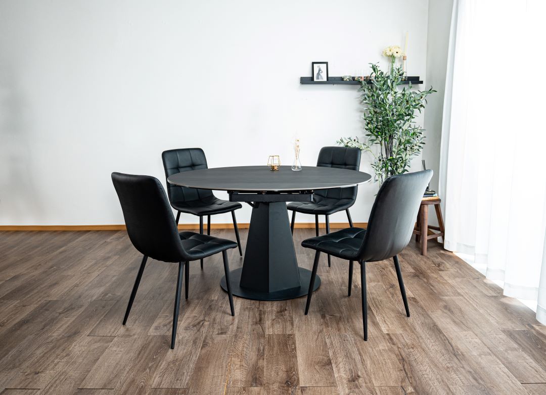 セラミック天板】変形ダイニングテーブル レバンテ 長方形型⇒正円 幅