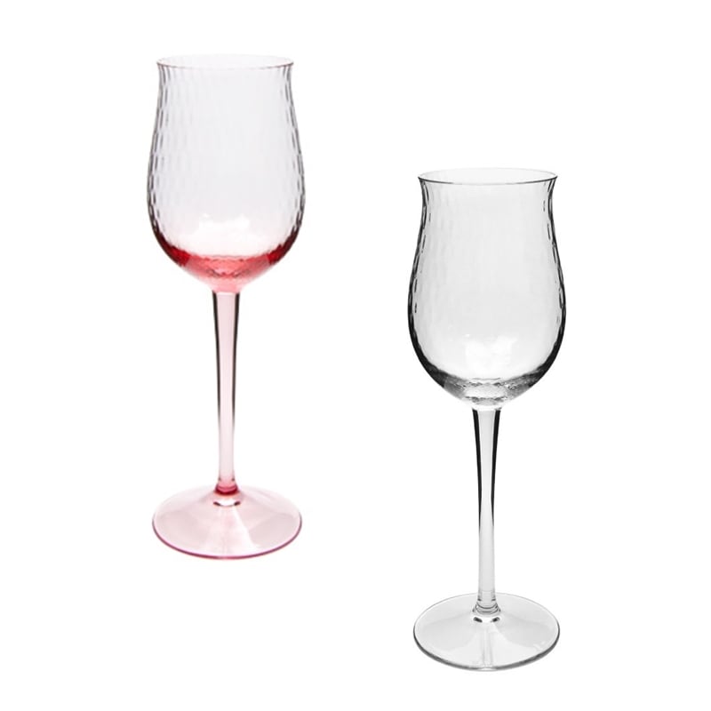 マイセングラス 波の戯れ ペア 白ワイングラス レッド/クリア 29162/RO
