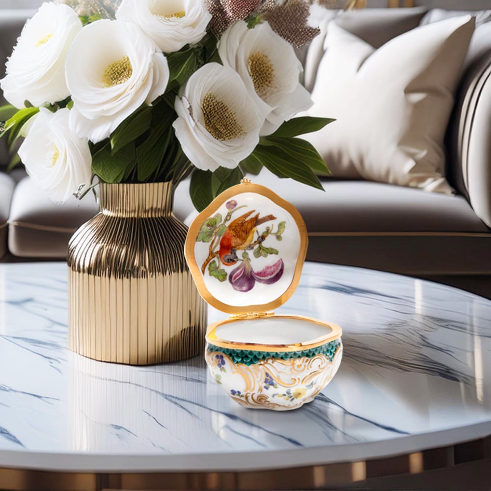 マイセン 嗅ぎ煙草入れ「エキゾチックな鳥とイチジク」 52M32/212874