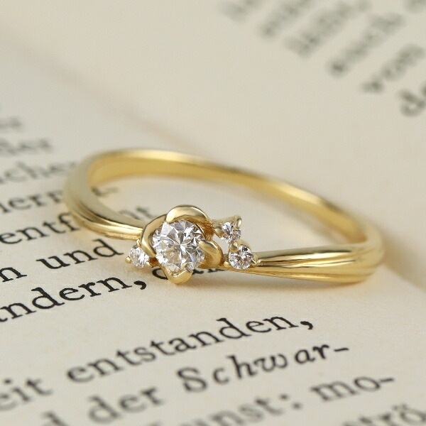 K18 ダイヤモンド フラワー リング 指輪 花 ゴールド 18金 18k 天然