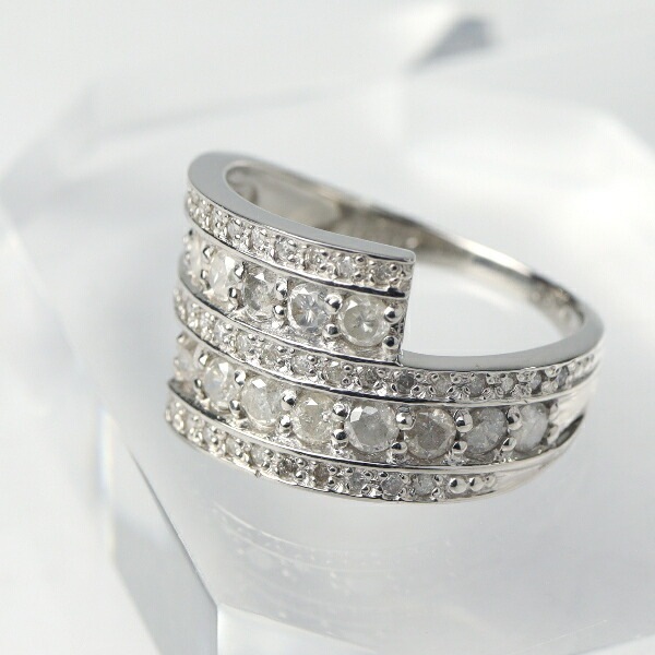 PT900 1.0ct ダイヤモンド ツイスト リング 指輪 プラチナ 天然 ダイヤ