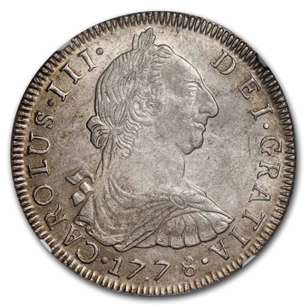 1778年 カルロス3世 スペイン王 8レアル 銀貨 ボリビア ポトシ造幣局
