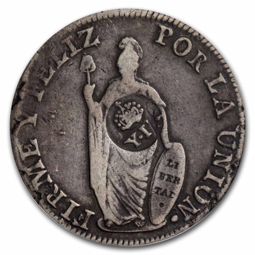 ナ*ん様 ペルー 1754年 8レアル スペイン 植民地 貿易銀 銀貨 ja15 ナ