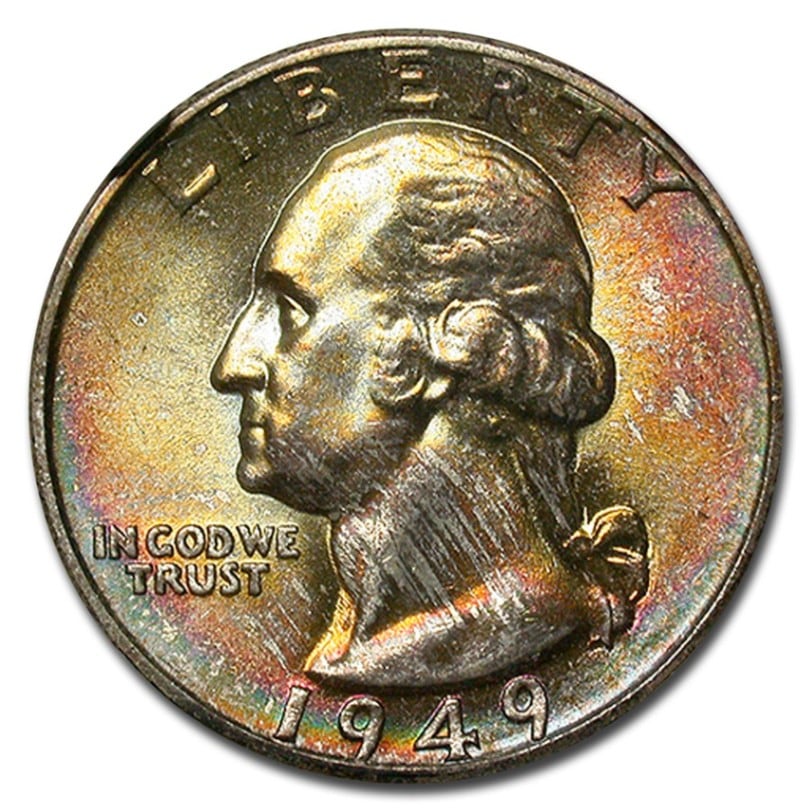 1949年 アメリカ ワシントン クォーター ダラー 銀貨 25セント