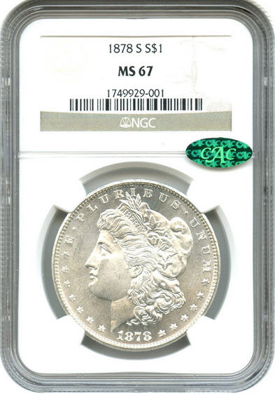 アンティークコイン アメリカ 1ドル モルガン銀貨1878-S ＄1 NGC/CAC