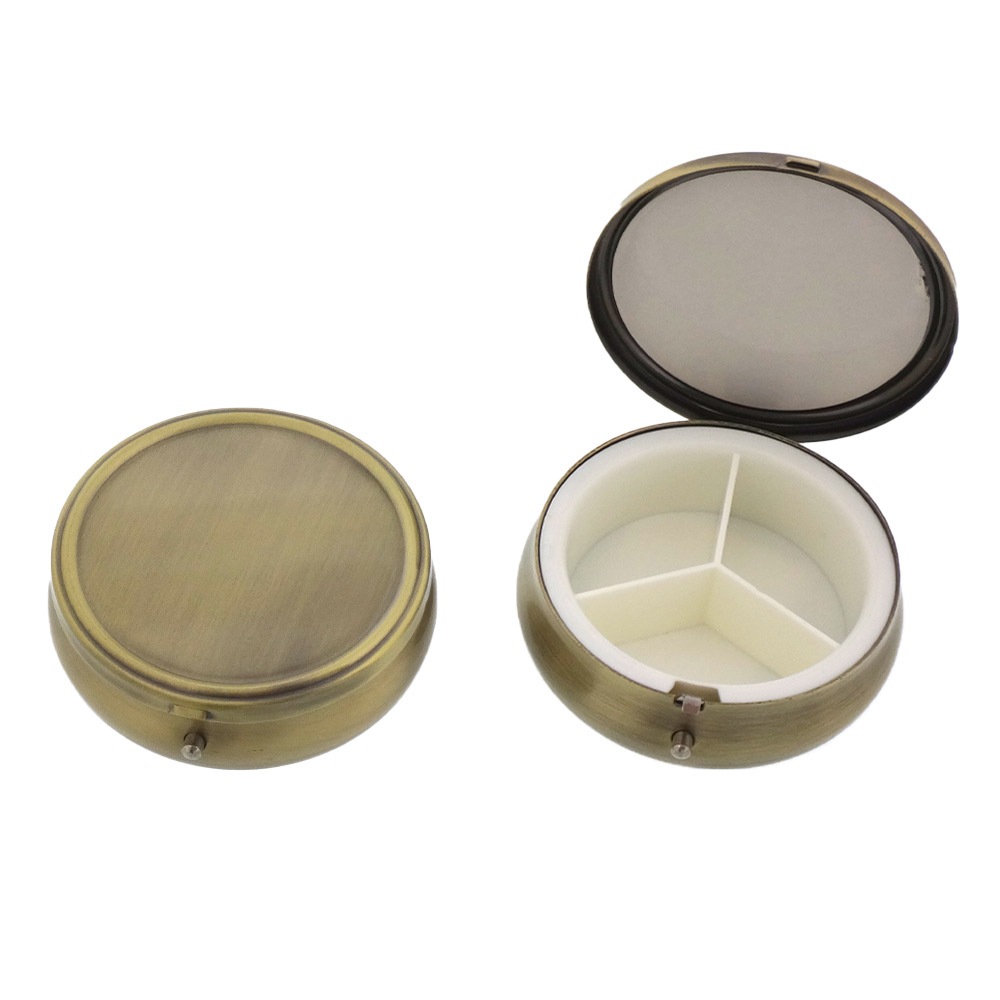 ピルケース 丸型 （3区画） アンティーク調 B385-3｜パーツ材料の通販