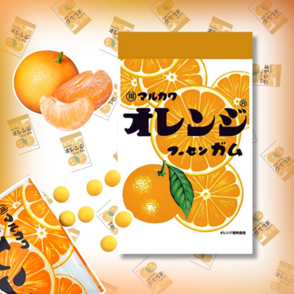 100円 マルカワ チャック袋入りオレンジフーセンガム [1箱 10個入