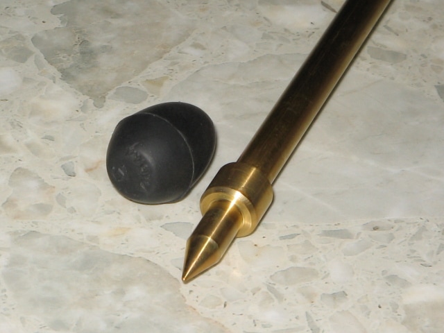 チェロ　エンドピン　8mm（見附精機工業　チタン入り真鍮） 受注生産 見附精機工業製 チェロエンドピン チタン入り真鍮／先端真鍮