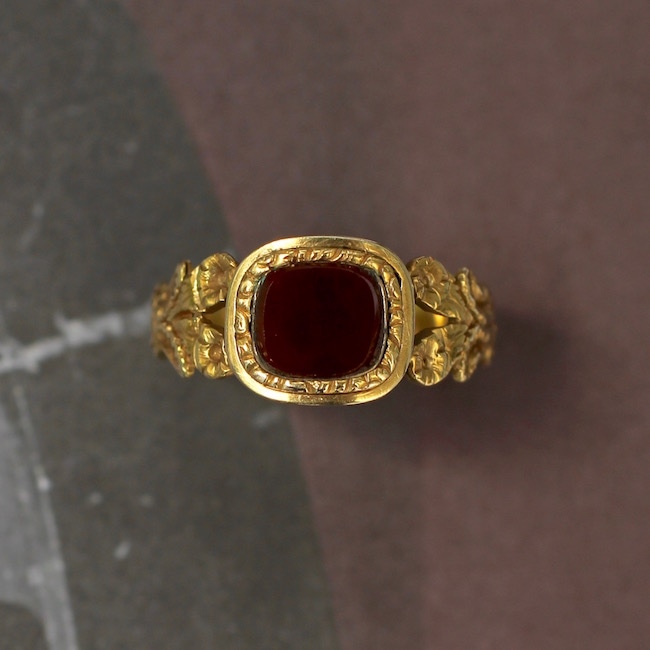 アンティーク ジョージアン カーネリアン 14金 メンズ リング
