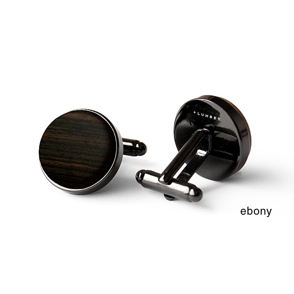 □【プレミアム】「CUFF LINKS（黒檀）」本物の木を組み合わせた