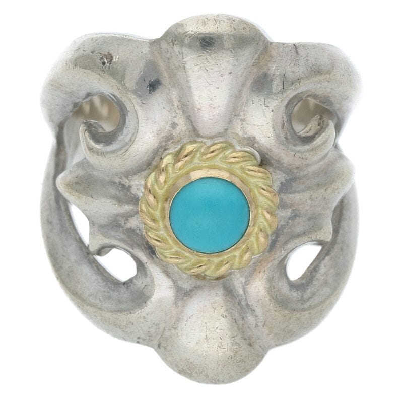 金縄ターコイズ付きキャストリング 〈13号〉【取扱：原宿シルバー店