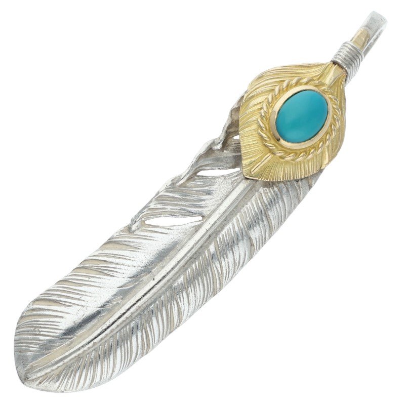 上金金縄ターコイズ特大フェザー 右向き 【取扱：原宿シルバー店