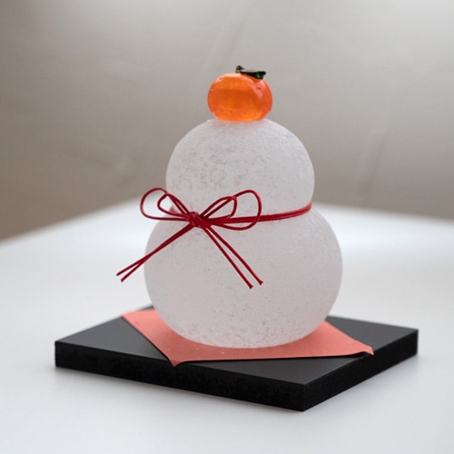 極楽寺がらす工房 ガラスの鏡餅のオブジェ／中サイズ 【かがみもち