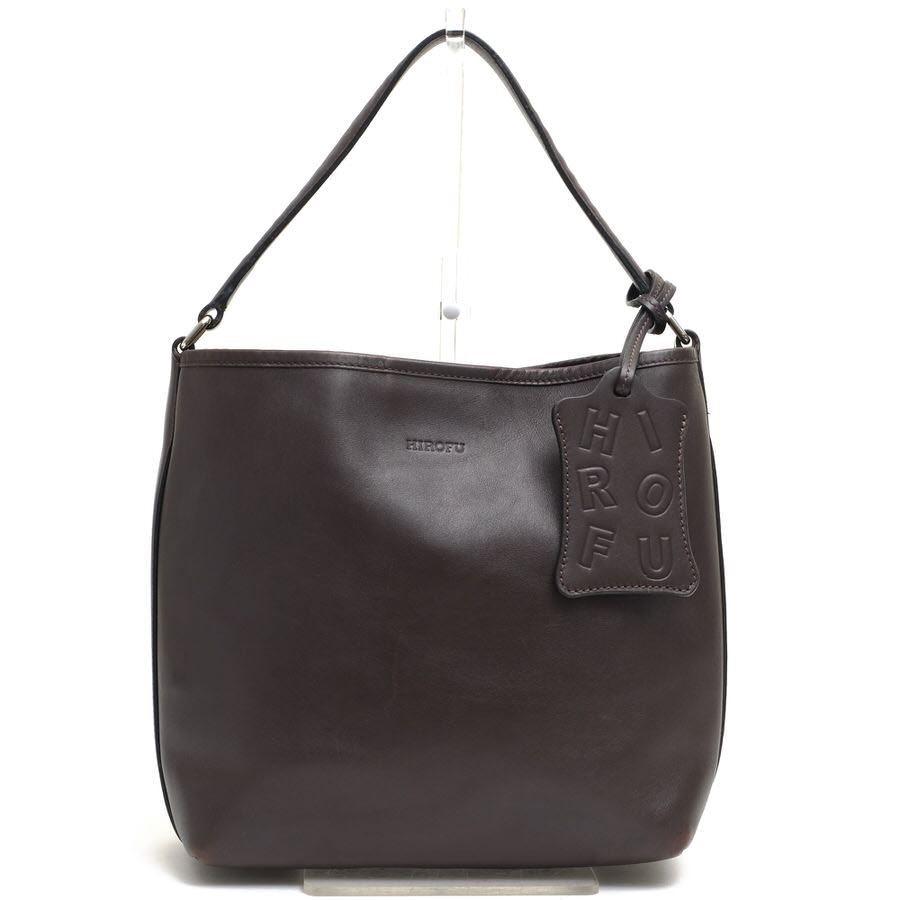 ヒロフ トートバッグ HIROFU 牛革 肩掛け ワンショルダーバッグ ダーク