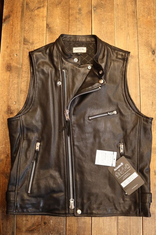 カドヤ(KADOYA) LEATHER RIDERS VEST レザーライダースベスト ゴート