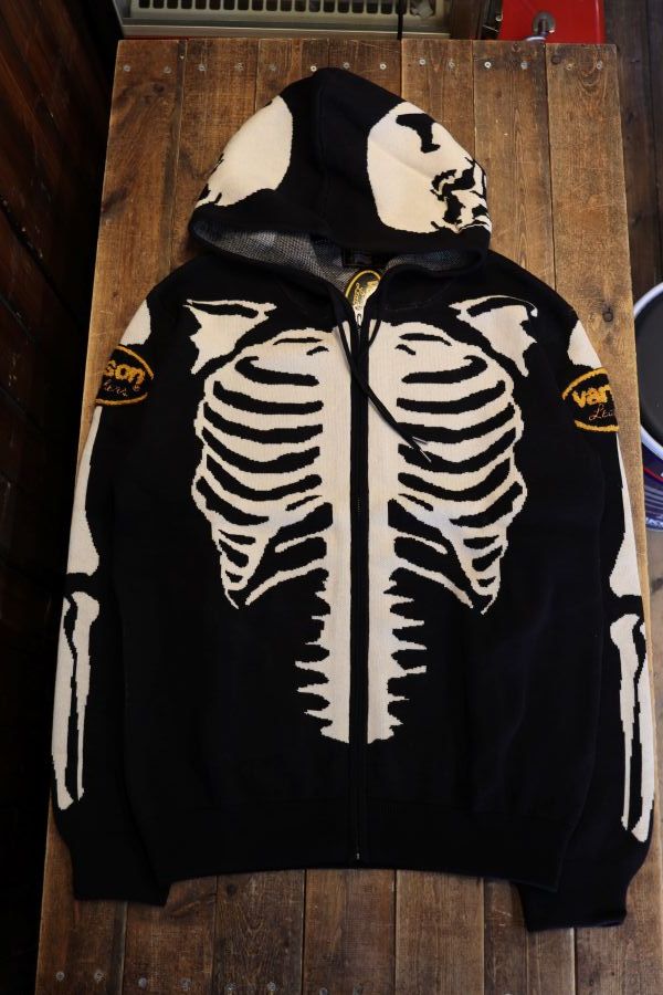 VANSON バンソン NVKN-2502 綿100％ジャガードニットフロントZip