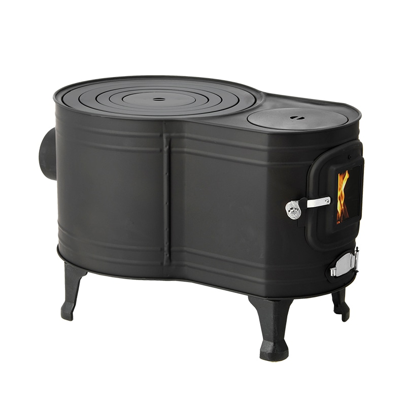 黒耐熱 窓付時計型薪ストーブ ASW-60B 【煙突径 φ106mm】 | 鉄板製薪