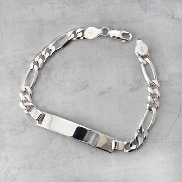0020244SVL SV925製ブレスレット フィガロチェーン×プレート チェーン