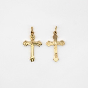 01K0093GFT 14KGF製トップ クロス チャーム19.5×11.5×2.0mm,Cカン外径