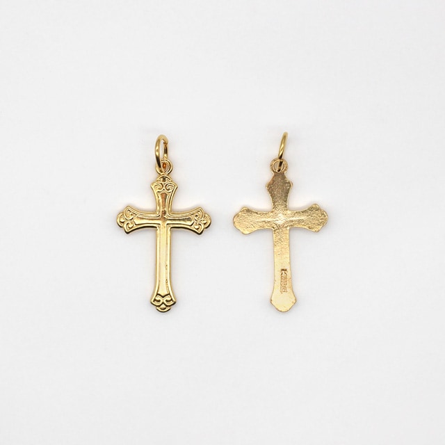 01K0091GFT 14KGF製トップ クロス チャーム19.5×12.0×1.3mm,Cカン外径