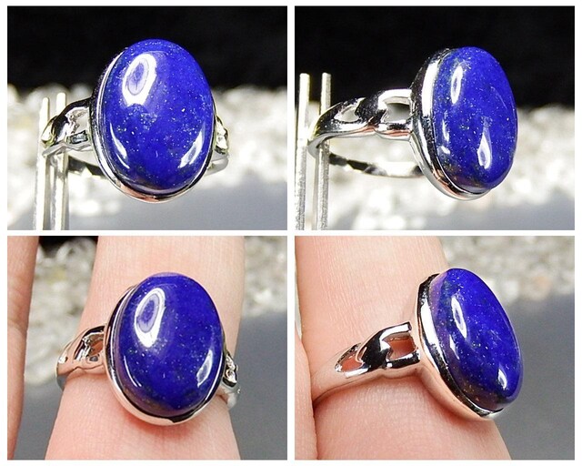 良質4A天然石ラピスラズリ大粒指輪リング約12号天空の破片901-508RZa