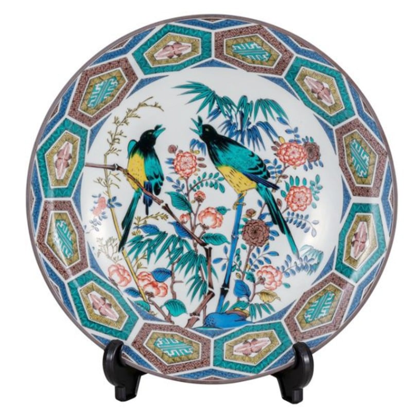 九谷焼 飾皿 10号・古九谷花鳥（皿立付） | 飾皿 | 伝統工芸品・和風