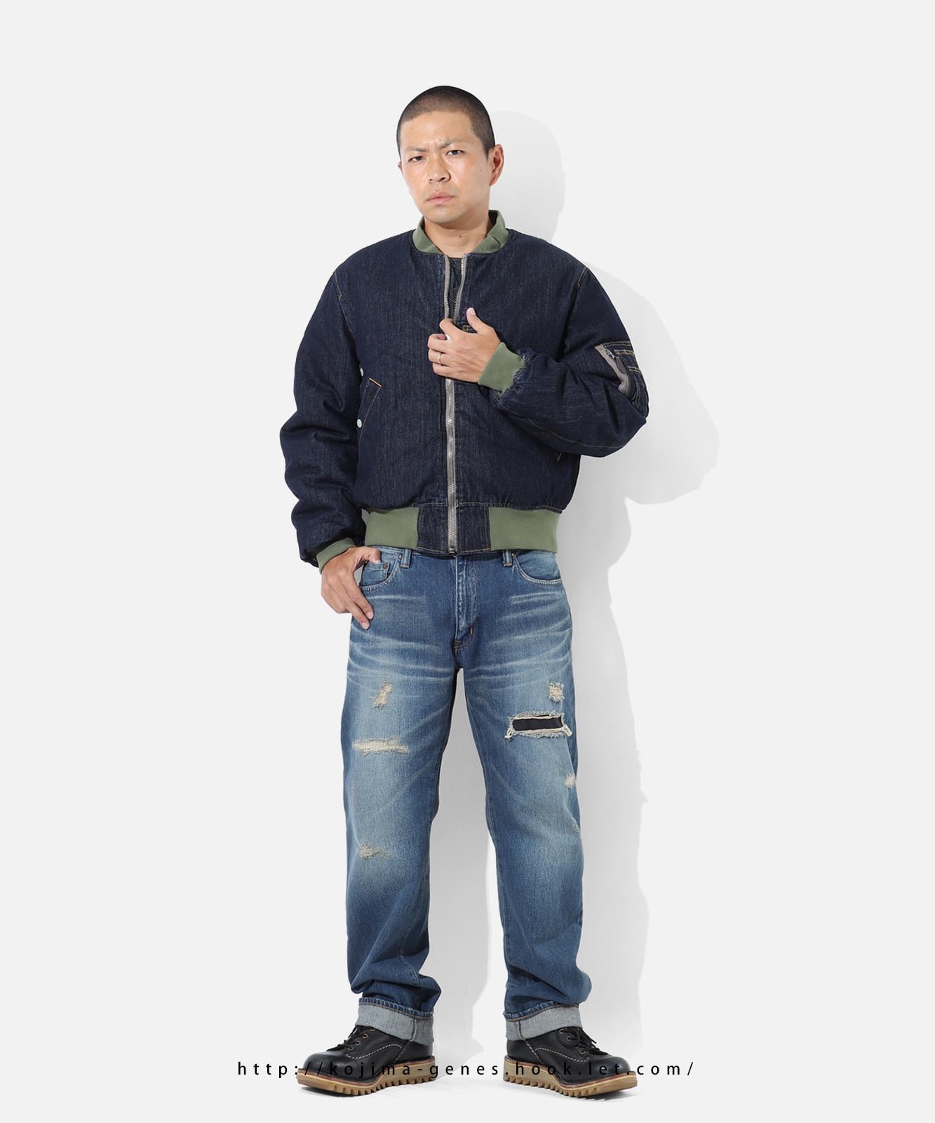 Denim MA-1 Flight Jacket by KGR / デニムMA-1フライトジャケット by