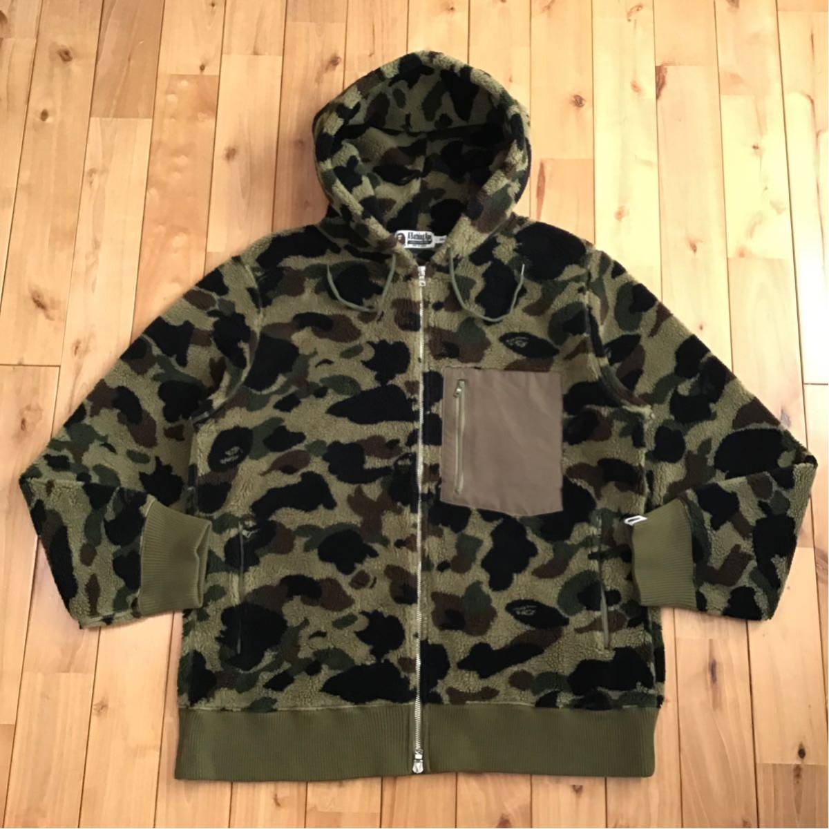 ☆XXL☆ 1st camo green ボア パーカー a bathing ape boa BAPE zip