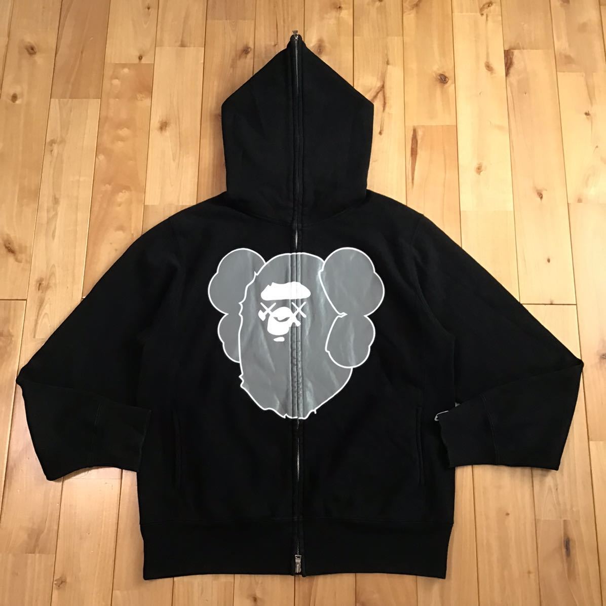 KAWS × BAPE ape head フルジップ パーカー Sサイズ black a bathing