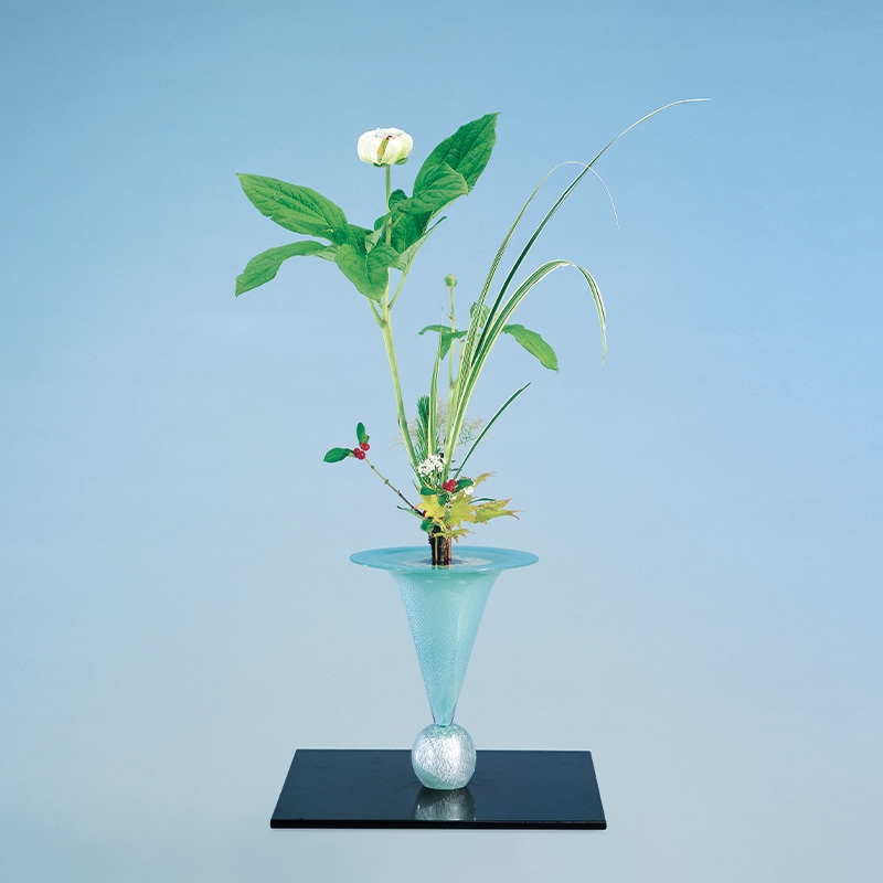 いけばな 池坊 草月 小原流 哨子 ガラス花器 花瓶 高さ54cm いけばな