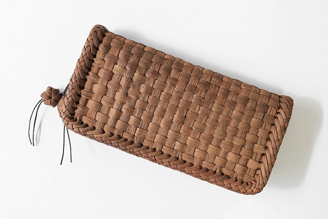 やまぶどう長財布(国産材/市松編み/内側本革)(約)幅21×高さ11×マチ4cm