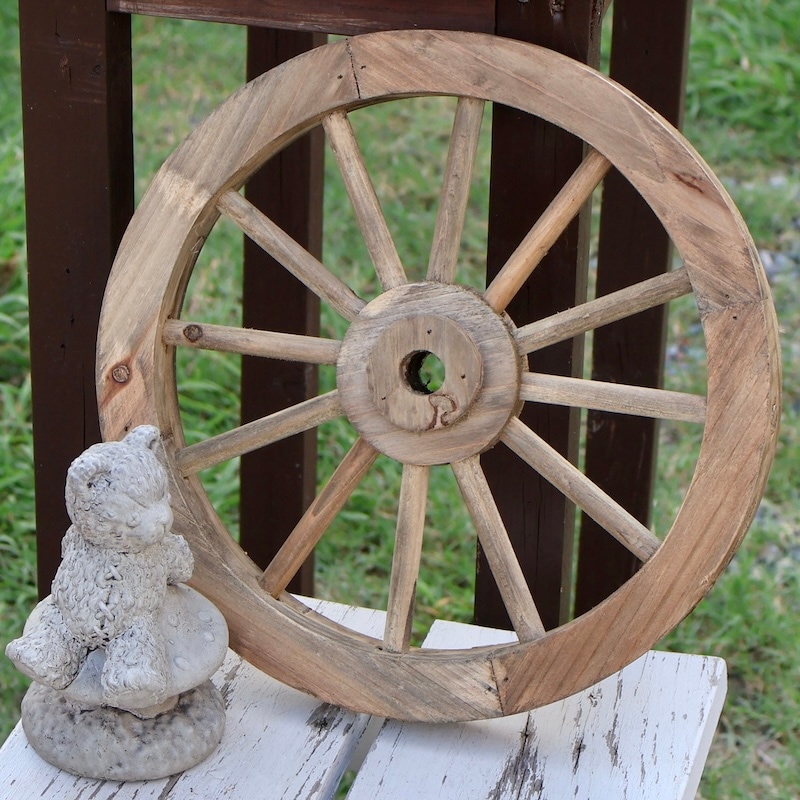 アンティーク風木製車輪・ブラウン・Sサイズ