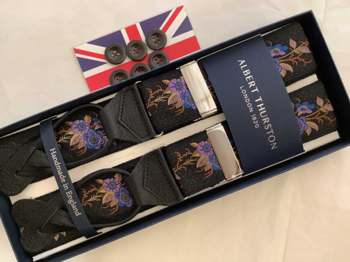 サスペンダー 英国製アルバートサーストン ウーヴェン6ボタン留