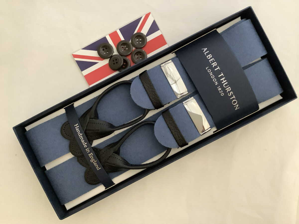 サスペンダー英国製アルバートサーストン6ボタン留ウールボックスX