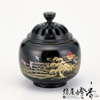 香炉/香器『高岡銅器【玉胴型香炉/波千鳥/蒔絵】銅製[空焚き用]』竹中