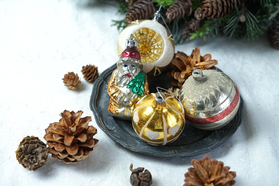 ドイツ リフレクターオーナメント 8cm レッド ゴールド 7cmシルバー 3