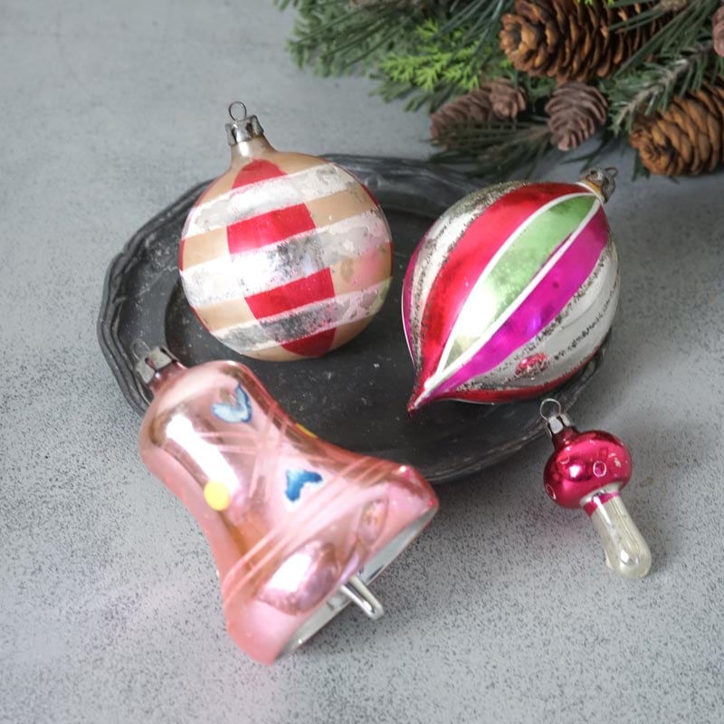 アンティーククリスマス薄ガラスオーナメントアソートセットF gx-642の