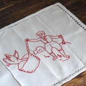 フランスアンティークアルファベット＆刺繍サンプラー25.5×20cm ge-943