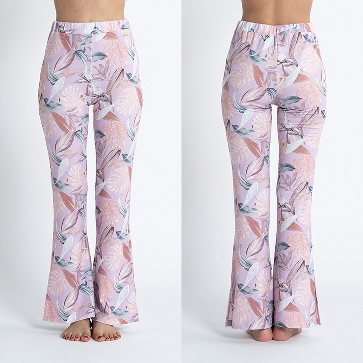 アウトレット ROXY ロキシー MERMAID 総柄 リーフ プリント 裾フレア