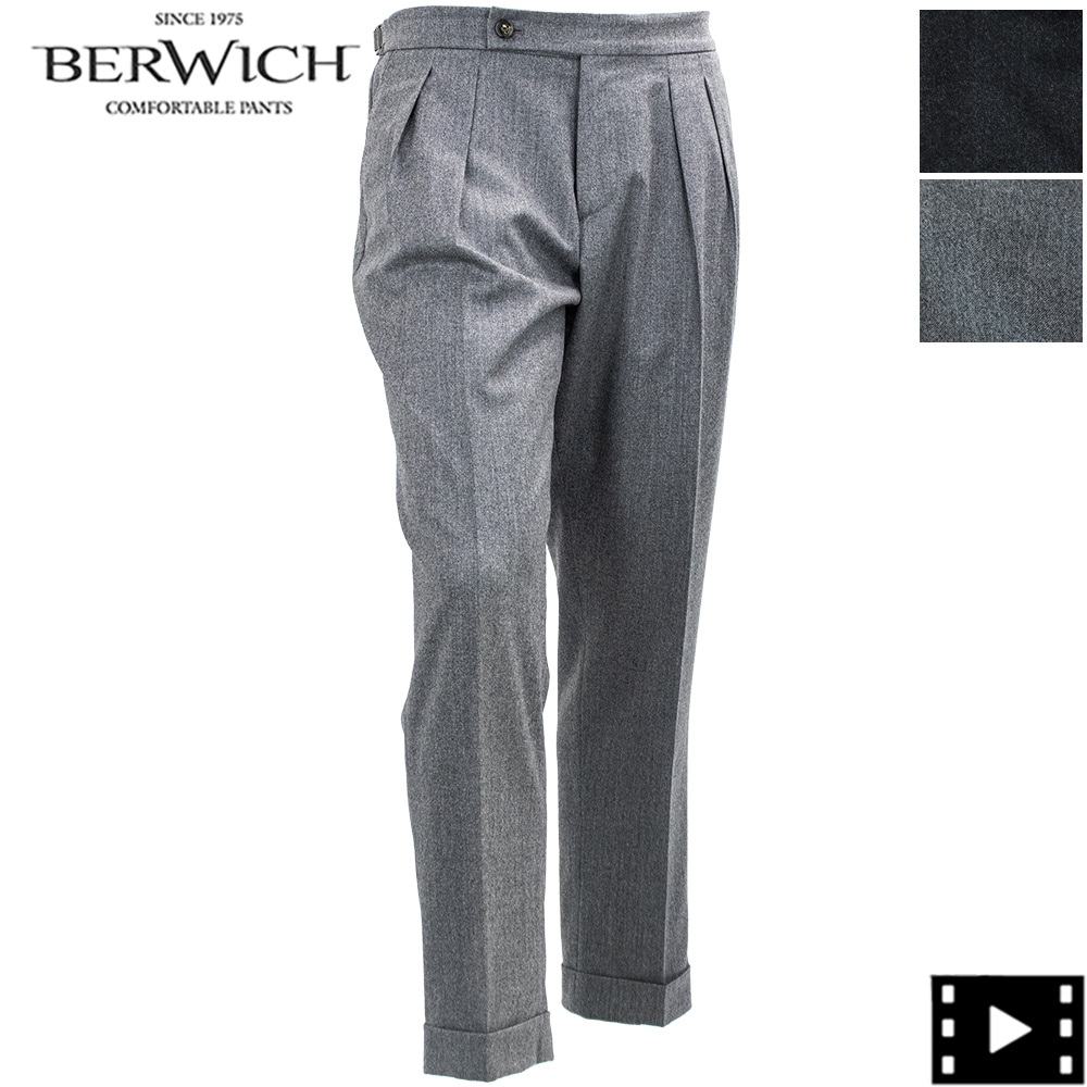 ベルウィッチ パンツ メンズ カノニコ社製 ヴァージンウール 2タック