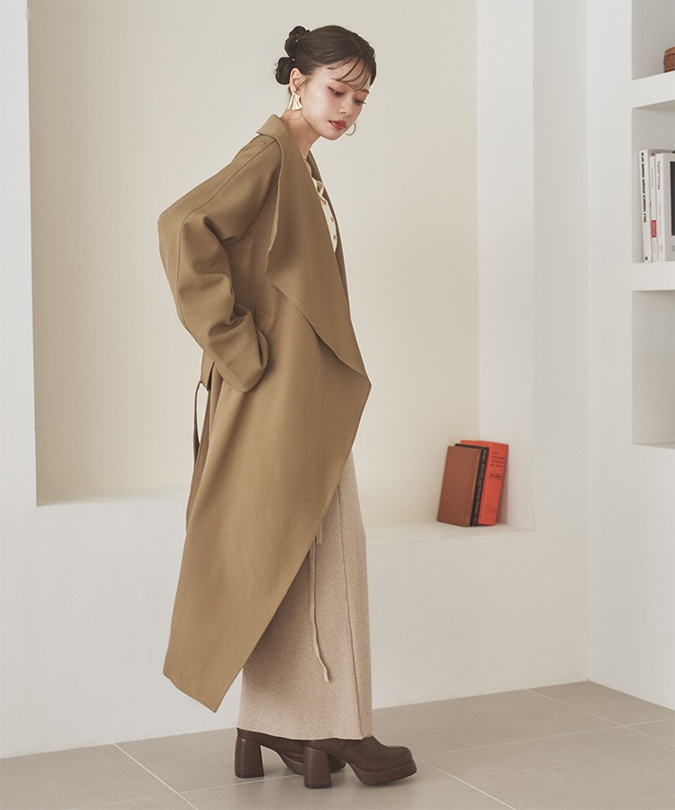 shawl collar belted long coat | OUTER | LAULEN（ローレン）