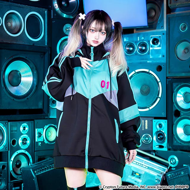 初音ミク 2wayジャージパーカー【BLACK】 / 初音ミク×リッスン