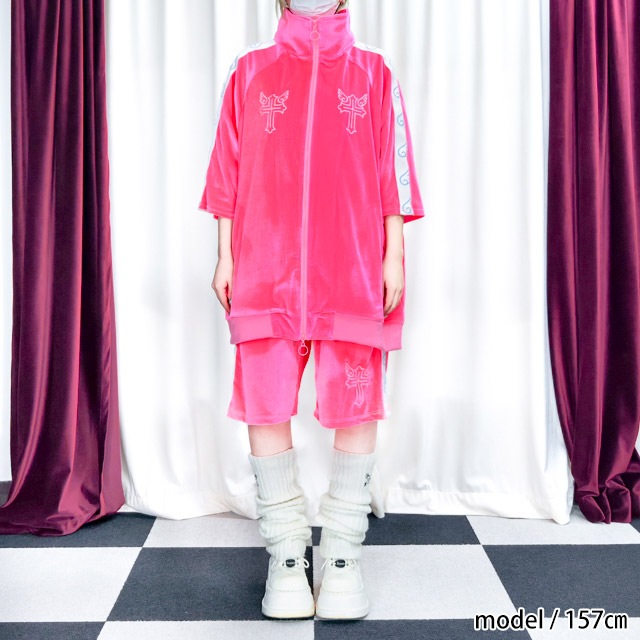 天界のベロア半袖ジャージ【BLACK】｜LISTEN FLAVOR(リッスン