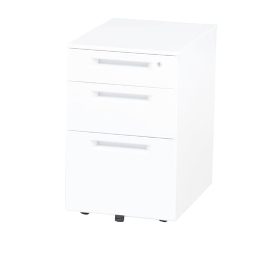 インワゴン 3段 鍵付き ホワイト 白 デスクワゴン サイドワゴン デスク