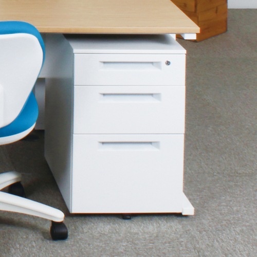 インワゴン 3段 鍵付き ホワイト 白 デスクワゴン サイドワゴン デスク