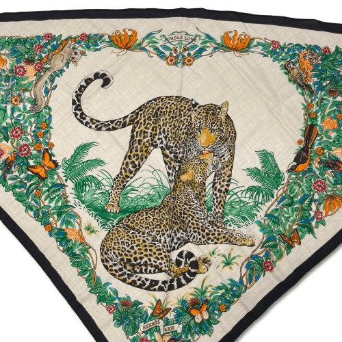 エルメス トライアングル ジェアン ジャングルラブ カシミアシルク