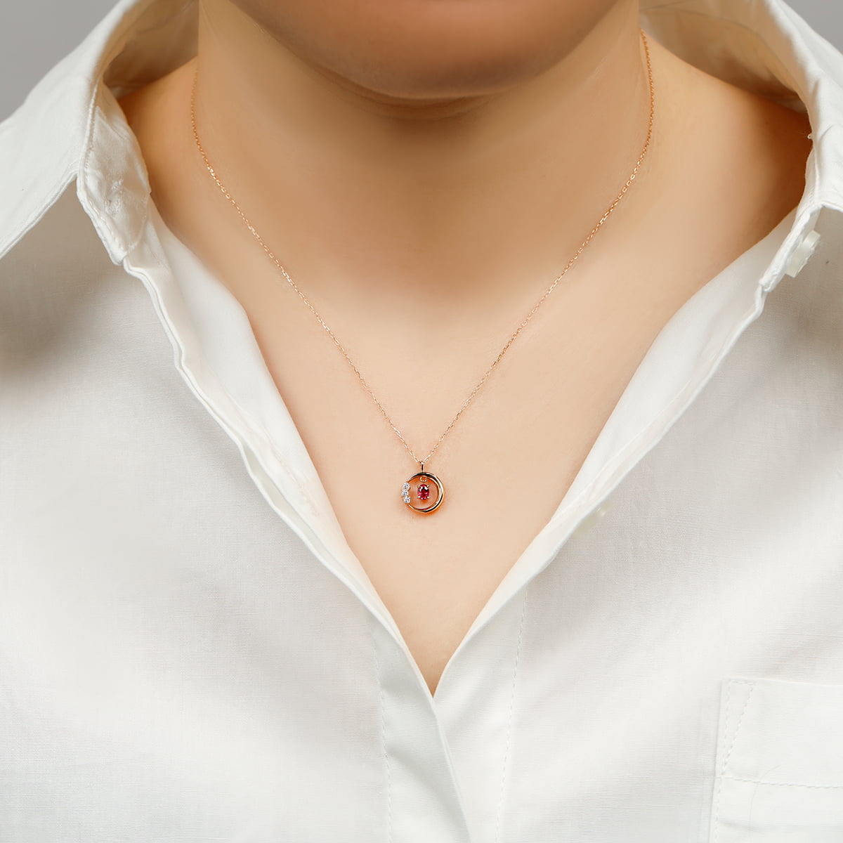 非加熱 ピジョンブラッド ルビー ネックレス ムーン /c0127 ジュエリー